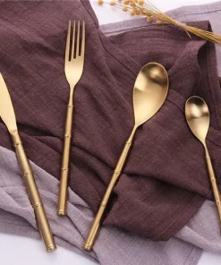 Gold Bamboo Stainless Steel Luxury Flatware