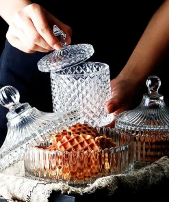 Crystal Glass Candy Jar Container