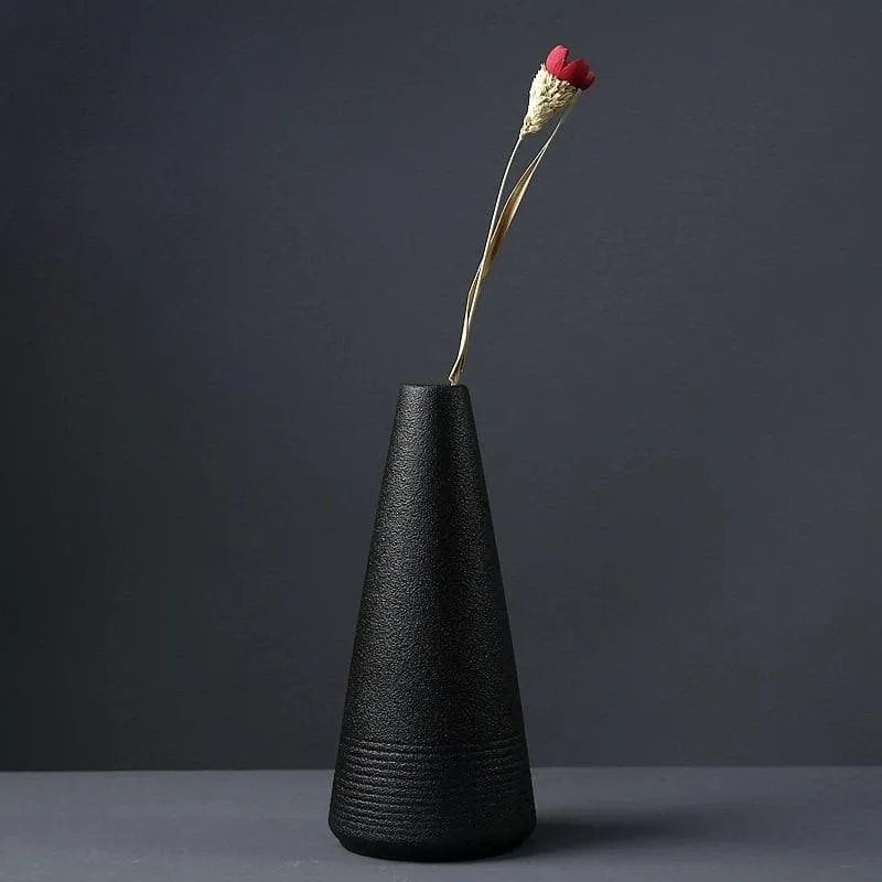 Black as Night Textured Ceramic Vases - Image 3