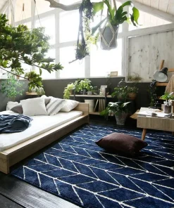 Deep Blue Patterned Area Rug