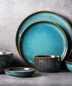 River Blue Ceramic Porcelain Dinnerware