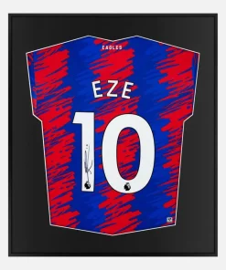 Framed Eze Signed Crystal Palace Shirt, Home Red/Blue [Lite]