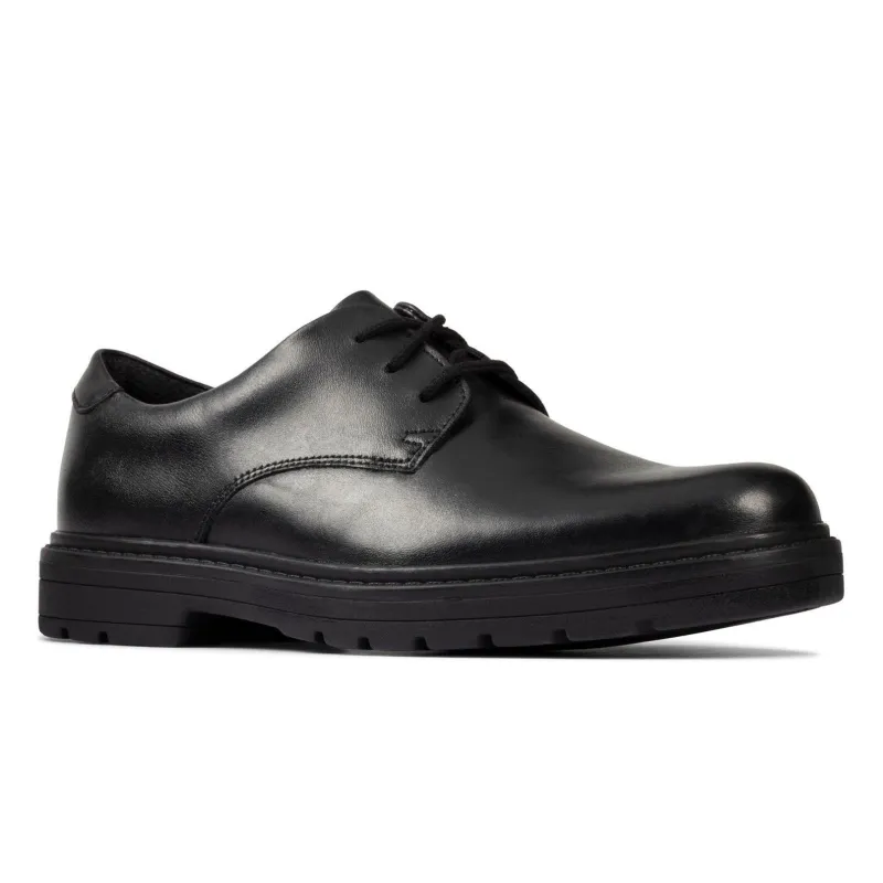 Clarks Boys School Shoe Loxham Derby Y Black