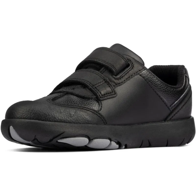 Clarks Boys School Shoe Rex Stride K Black Leather - Image 2