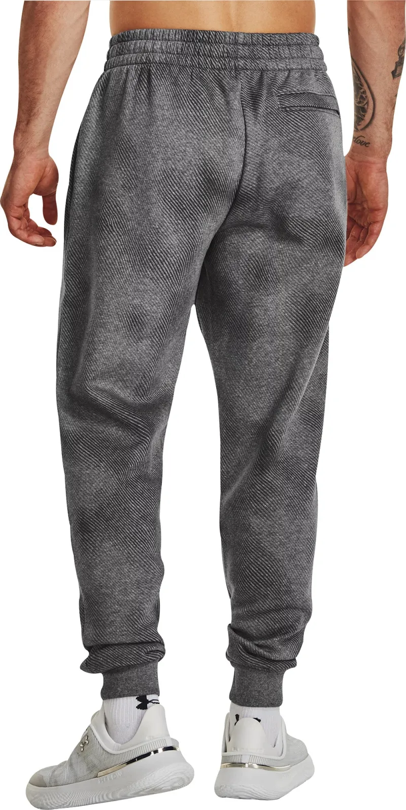 Under Armour Rival Fleece Printed Mens Training Joggers - Grey - Image 2