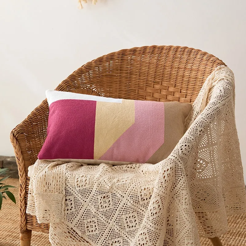 Sunset Modern Geometric Lumbar Pillow Cover - Image 3