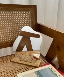 Abstract Cut Glass Mirror on Wood