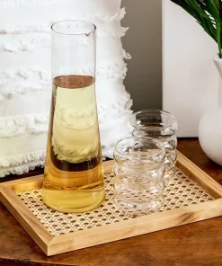 Rattan Cane and Wood Frame Decorative Tray