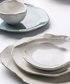 White & Blue Shell Porcelain Plates & Bowls