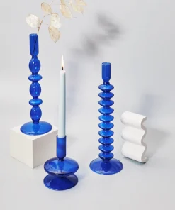 Cobalt Blown Glass Candle Holders