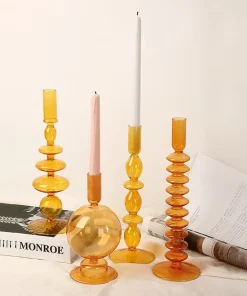 Orange Blown Glass Candle holders