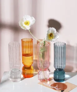 Upside Down Colored Glass Bud Vase & Accent