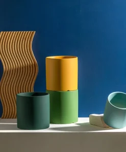 All The Bright Colors Planter with Saucer Set