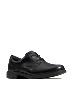 Clarks Boys School Shoe Scala Loop K Black Leather