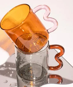 Wavy Handle Glass Mugs