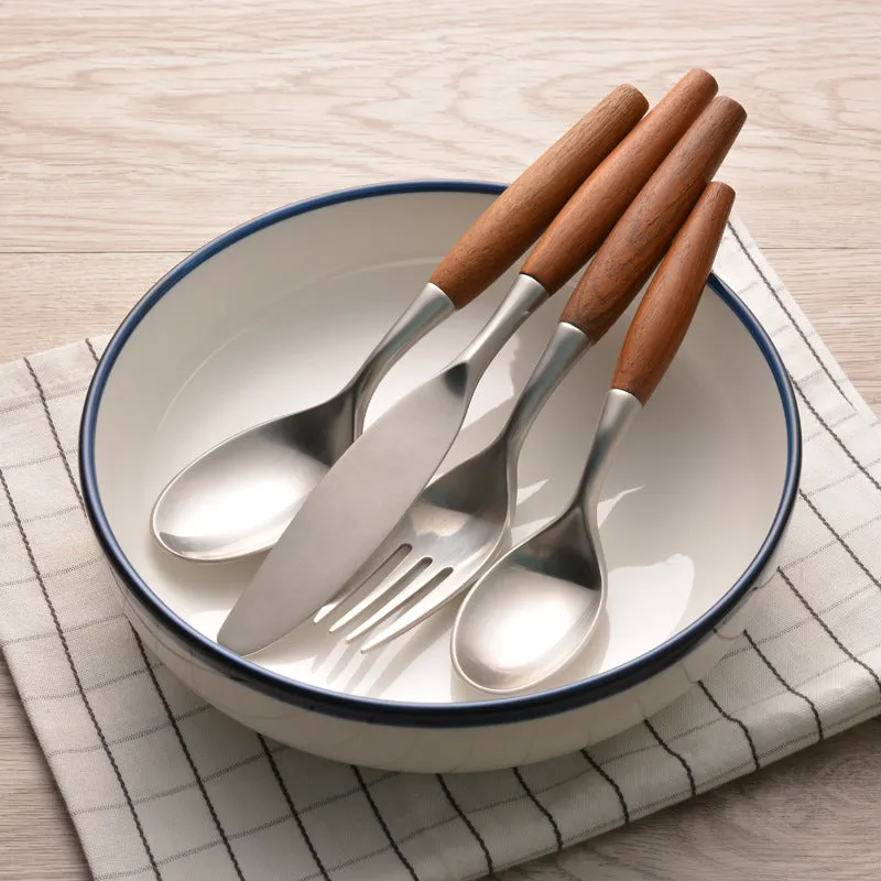 Only Natural Stainless Steel and Wood Flatware Set - Image 2