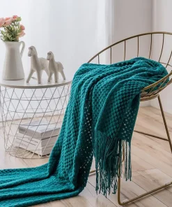 Modern Waffle Knit Throw Blanket