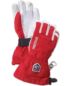 HESTRA JUNIOR ARMY LEATHER SNOW SKI GLOVE - RED