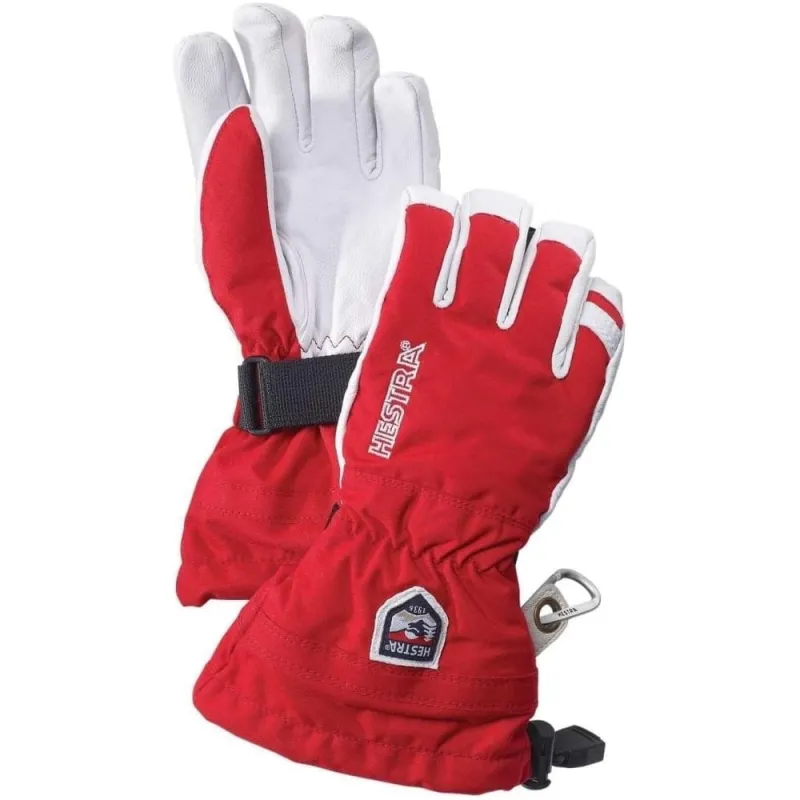 HESTRA JUNIOR ARMY LEATHER SNOW SKI GLOVE - RED
