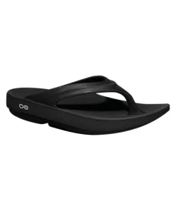 Oofos Womens Oolala Sandal Black Patent
