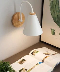 Elegant Curve Wood & Metal Wall Lamp