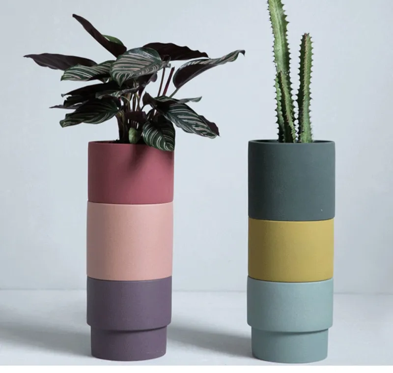 Colorful Porcelain Stackable Planters - Image 2