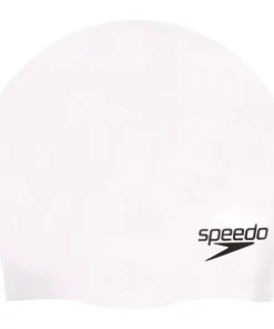 Speedo Adults Plain Moulded Silicone Cap White/Black