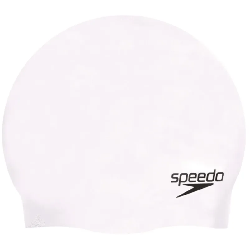 Speedo Adults Plain Moulded Silicone Cap White/Black