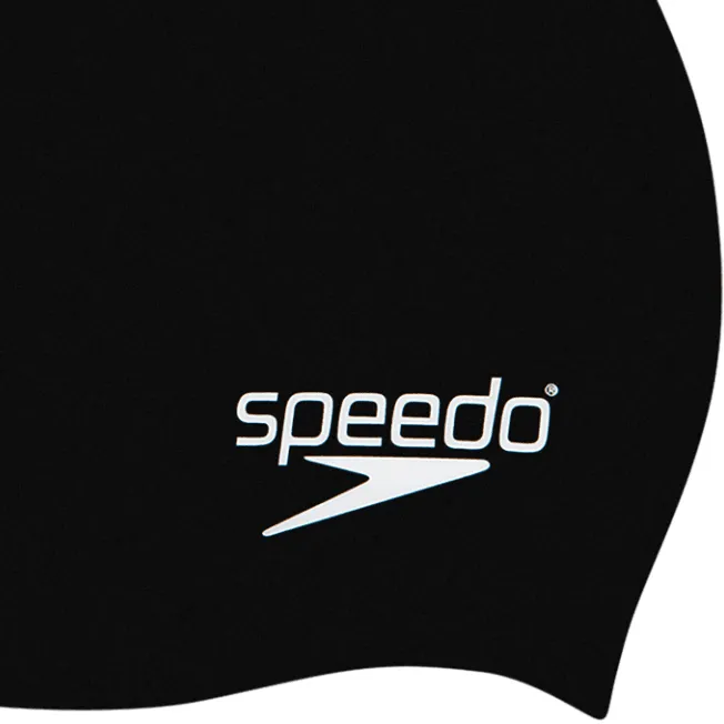 Speedo Kids Plain Moulded Silicone Cap Black/White - Image 2