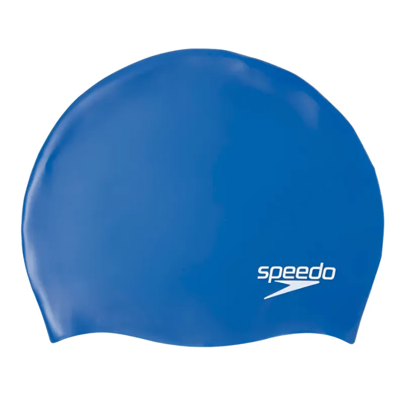 Speedo Kids Plain Moulded Silicone Cap Blue/White