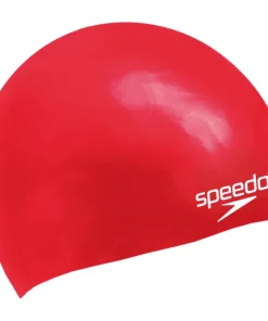 Speedo Kids Plain Moulded Silicone Cap Red/White