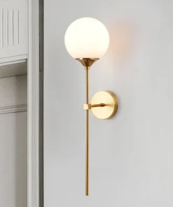 Glass Torch Brass Wall Light