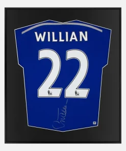 Framed Willian Signed Shirt, Chelsea, Blue Home [Lite]