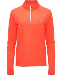 More Mile Vivid Half Zip Long Sleeve Womens Running Top - Orange