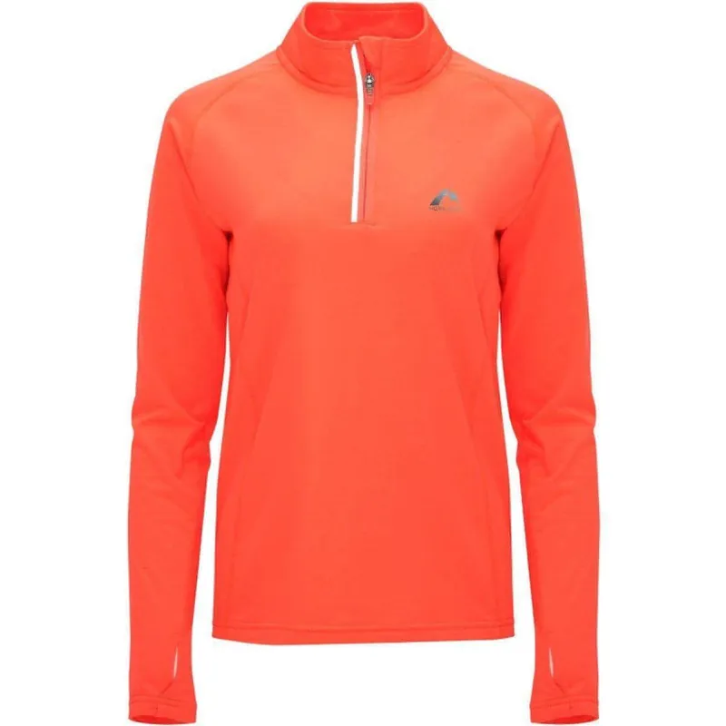 More Mile Vivid Half Zip Long Sleeve Womens Running Top - Orange