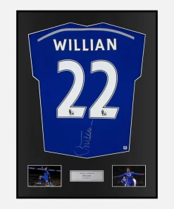 Framed Willian Signed Chelsea Shirt 2014-15 Home [Classic]