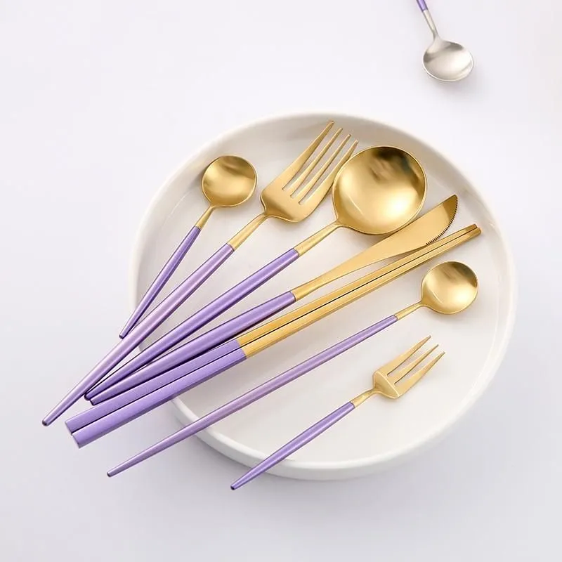 Lilac Gold Stainless Steel Flatware Set