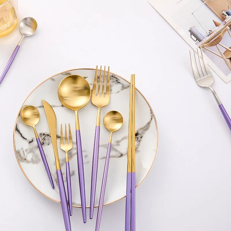 Lilac Gold Stainless Steel Flatware Set - Image 2