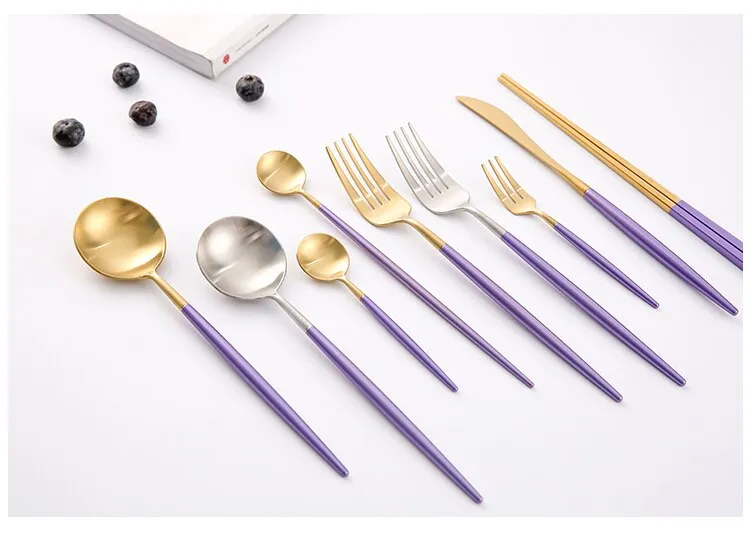 Lilac Gold Stainless Steel Flatware Set - Image 3