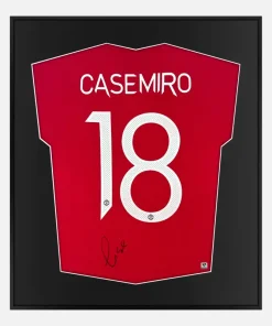 Framed Casemiro Signed Manchester United Shirt, Number 18 [Lite]