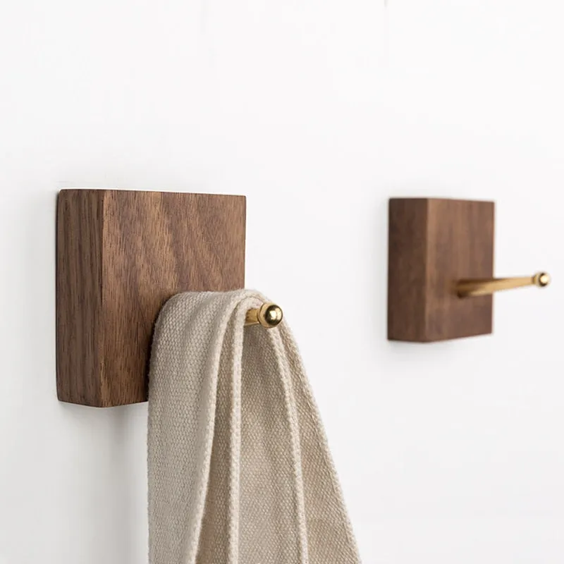 Brass & Wood Wall Hook - Image 2