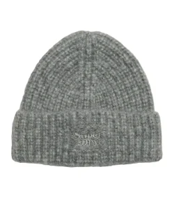Superdry Womens Rib Knit Beanie Hat Grey Marl
