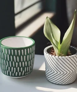 Imprint Painted Ceramic Planters