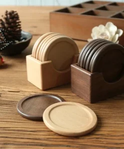 Pine Wood Coasters 6 pc Set