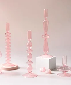 Jelly Pink Glass Candle Holders
