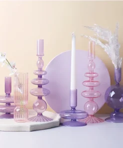 Lilac Glass Candle Holders
