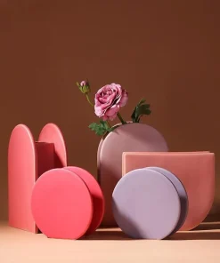 Rose & Lavender Geometric Ceramic Vases
