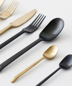 Onyx Black & Gold Stainless Steel Flatware Set