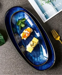 Indigo Blue Oval Serving Plates