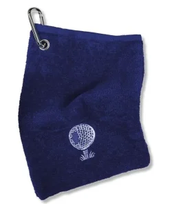 SURPRIZESHOP EMBROIDERED GOLF BAG/TOWEL WITH CARABINER NAVY